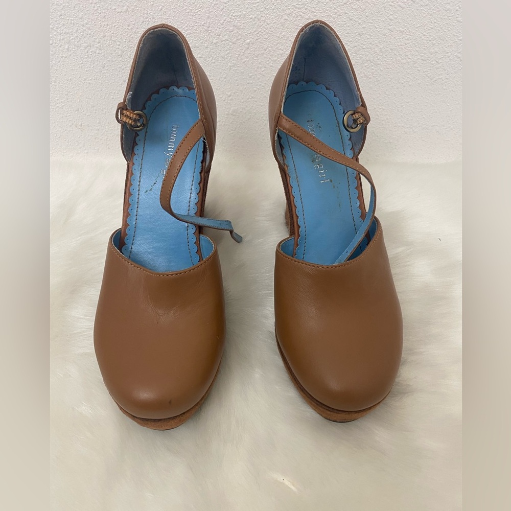 Shoes Brown/tan Mary Jane Platform Heels with Blue Insole, vintage y2k, 6-1-2